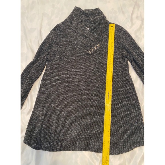 Southern Lady Charcoal Cowl Neck Knit Sweater Button Detail Cozy Top M - Picture 7 of 7